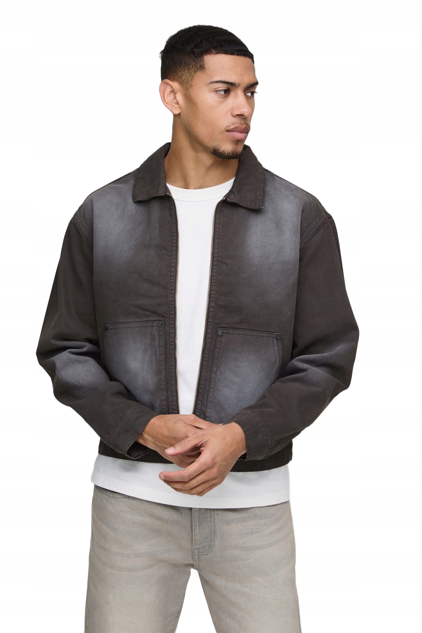 Boohooman Pánská Džínová Bunda S Jednobarevným Efektem Praní XL Z3A