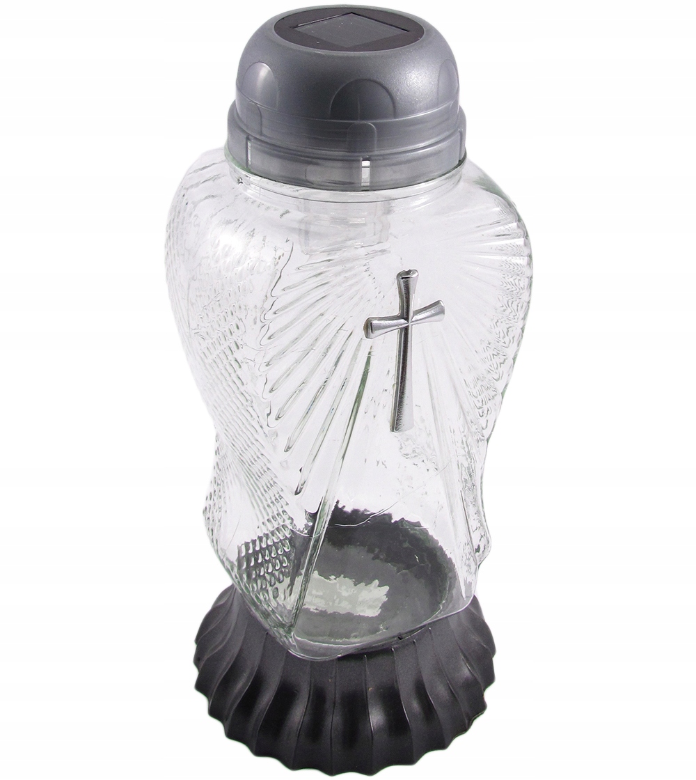 

Znicz z krzyżem kapturek solarny lampion szklany