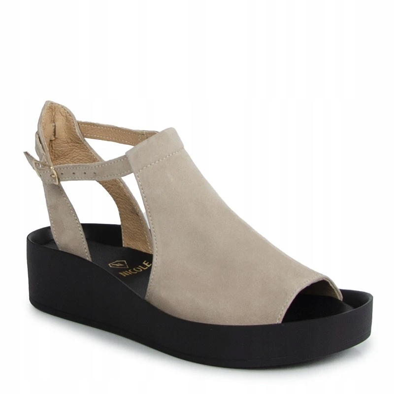 Nicole 2914 Béžové Kožené Sandály 36