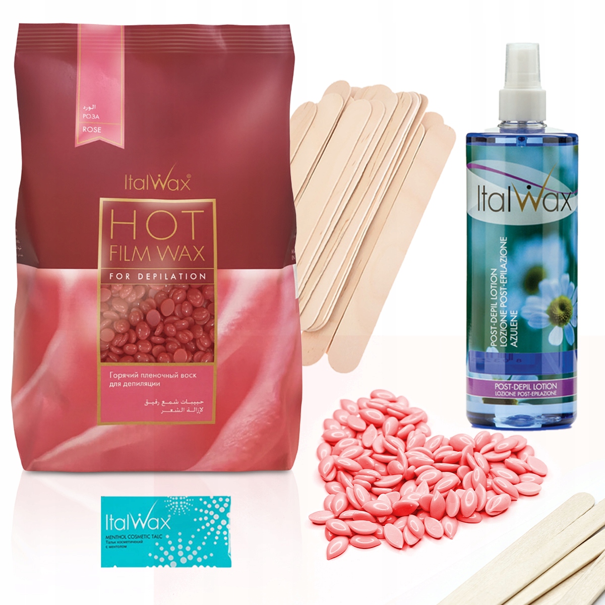 Zestaw depilacja WOSK ROSE 500g lotion SZPATUŁKI