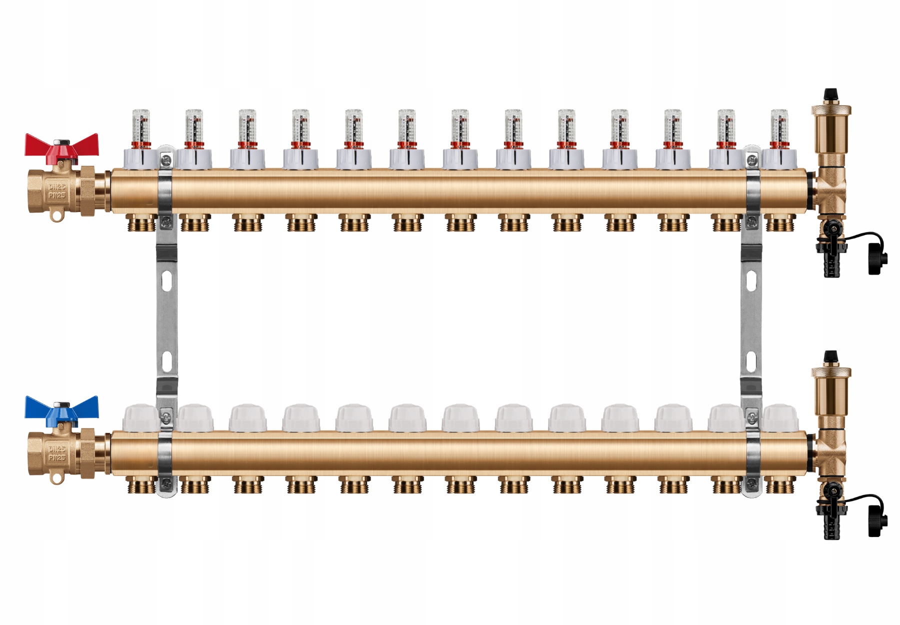 Rozdělovač Podlahového Vytápění 13 Okruhů Jednoduchý Kulový Ventil Pex