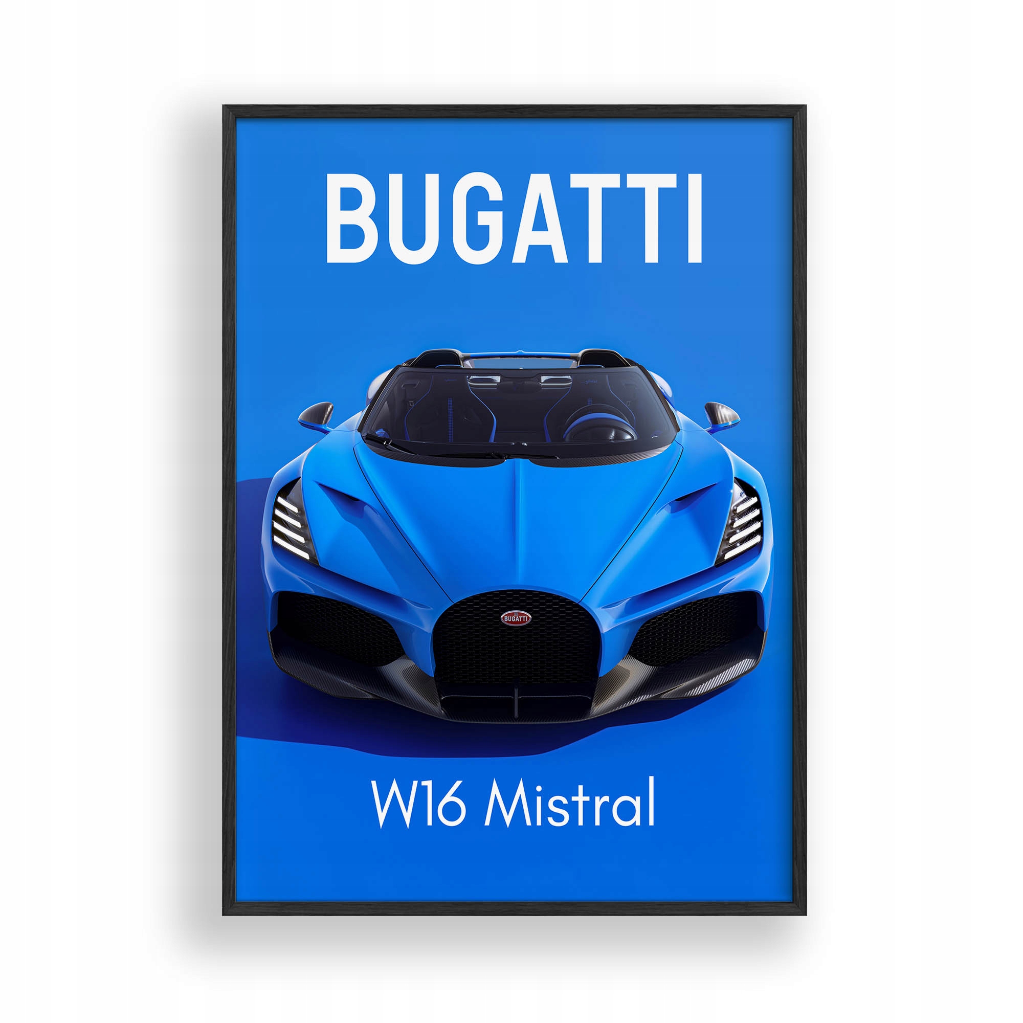 Obraz Auto Bugatti W16 Mistral Plakát Rámeček Dřevěný Černý 30x42 cm