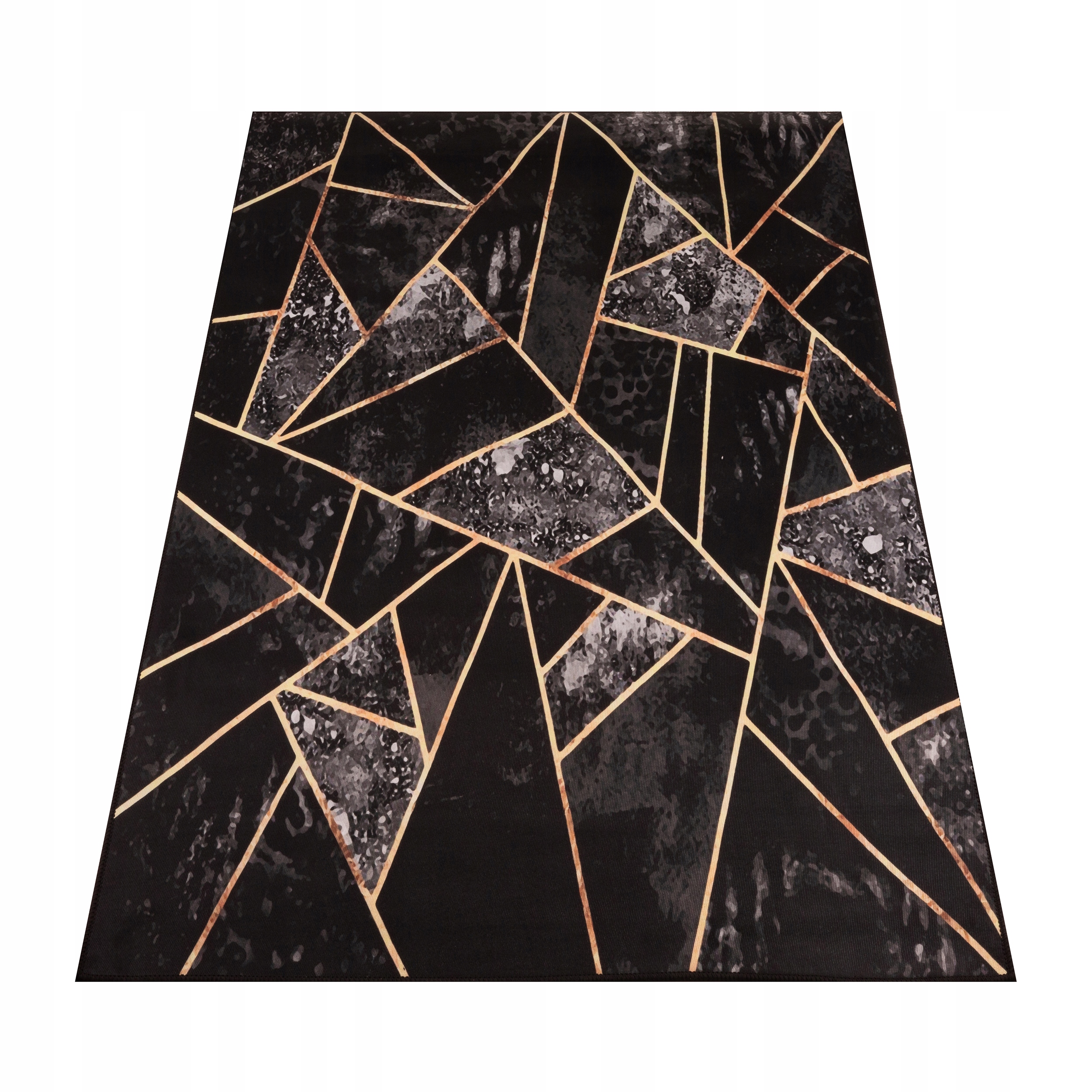 Koberec Čierny Zlatý 200X300 CM Do Obývačky Protišmykový Mozaika Bcf