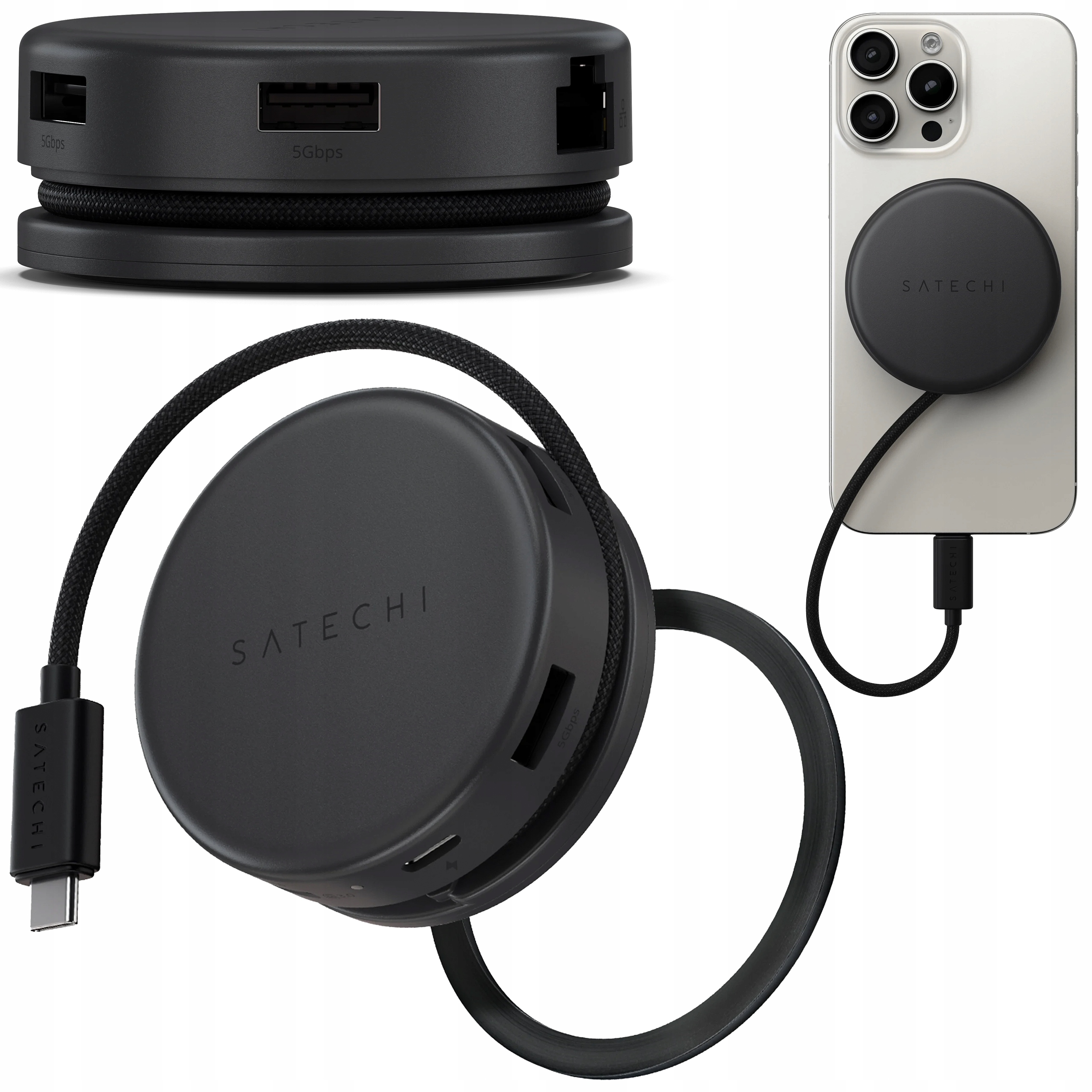 Satechi OntheGo Multiport Hub Adapter Usb-c, Usb-a, Sd, Ethernet, 4K Hdmi