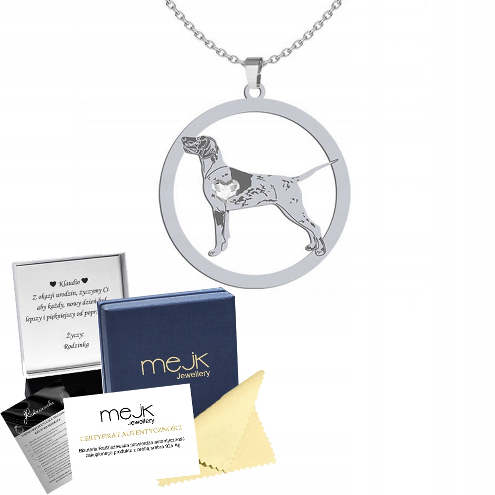 Stříbrný náhrdelník z německého vyželu krátkosrstý 925 Žena Gravírování Bonus