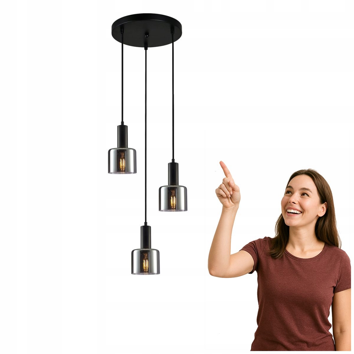 Závesná lampa Santia PND-65342-3A-BK+SG Italux