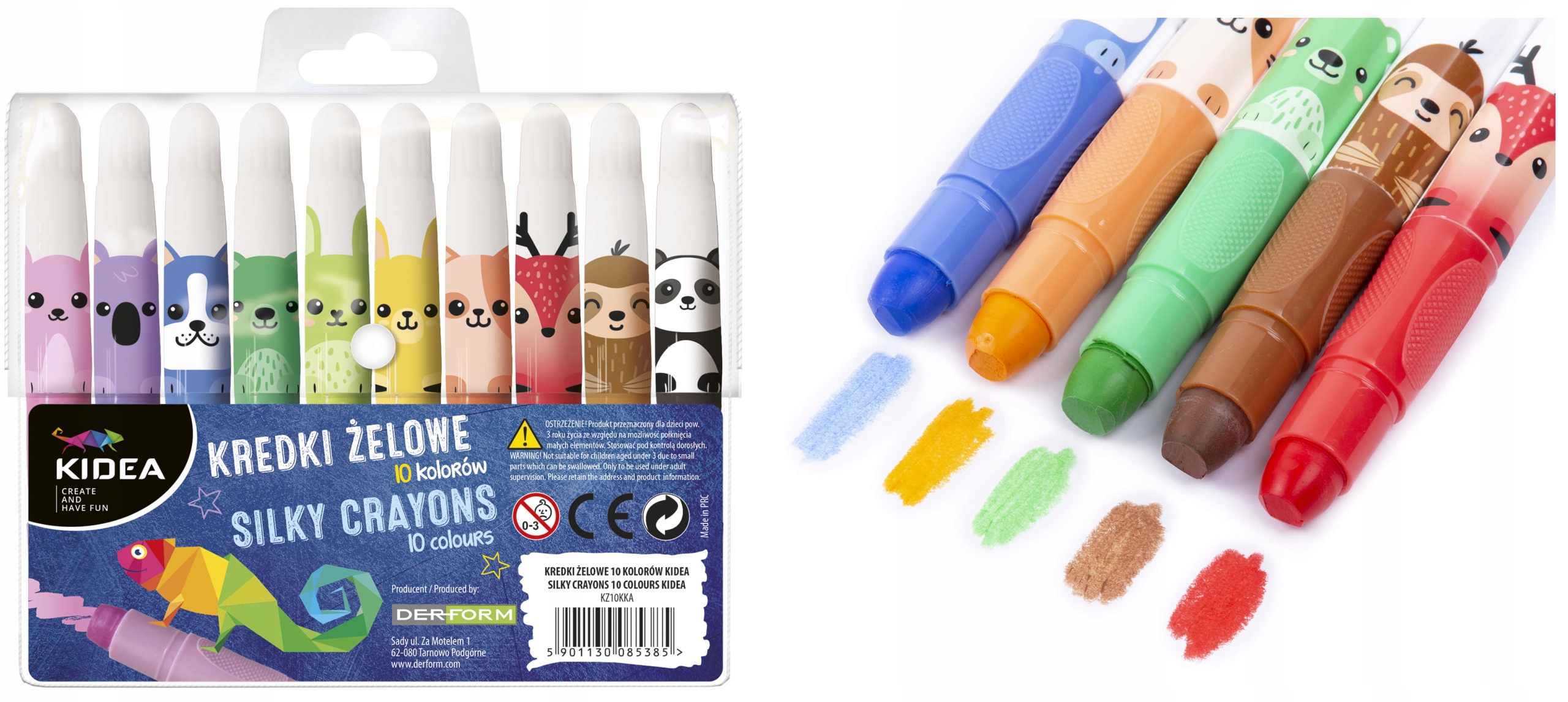 

Kredki Żelowe 10KOLORÓW Kidea Zwierzątka Wykręcane