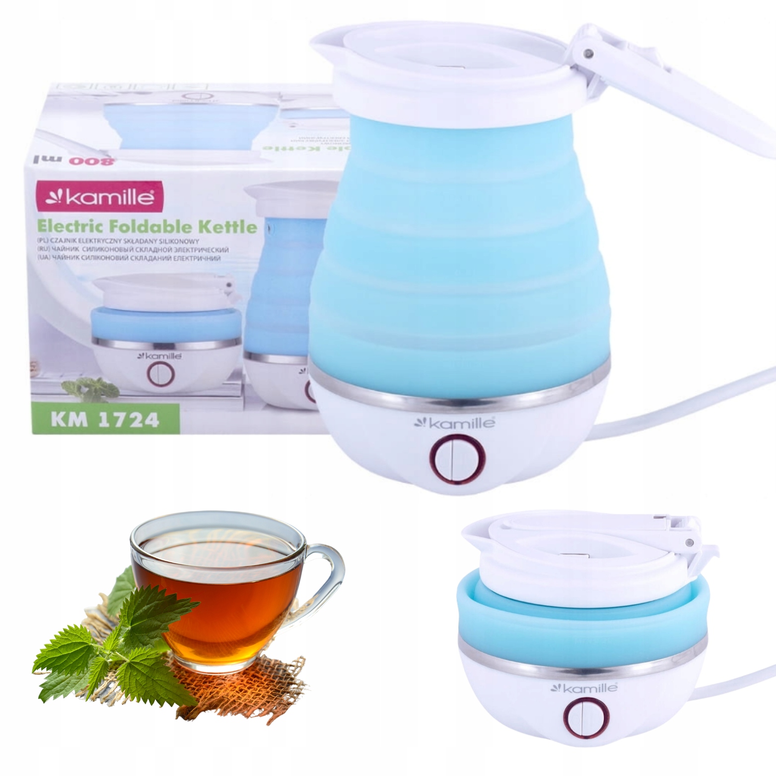 Czajnik silikonowy składany elektryczny 800 ml