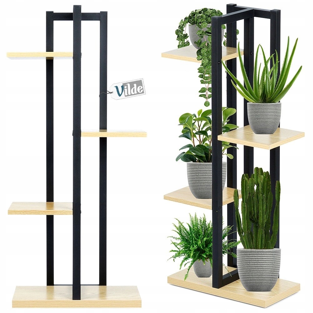 Držák Na Květináč Stojan na květiny 4úrovňová Kaskáda Kovový Loft Vilde 93 cm