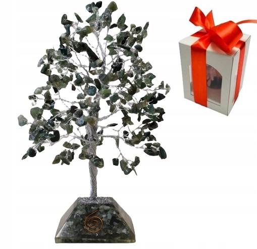 Veľký Stromček Šťastia s kameňmi 320 V Krabičke na darček, suvenír Agat