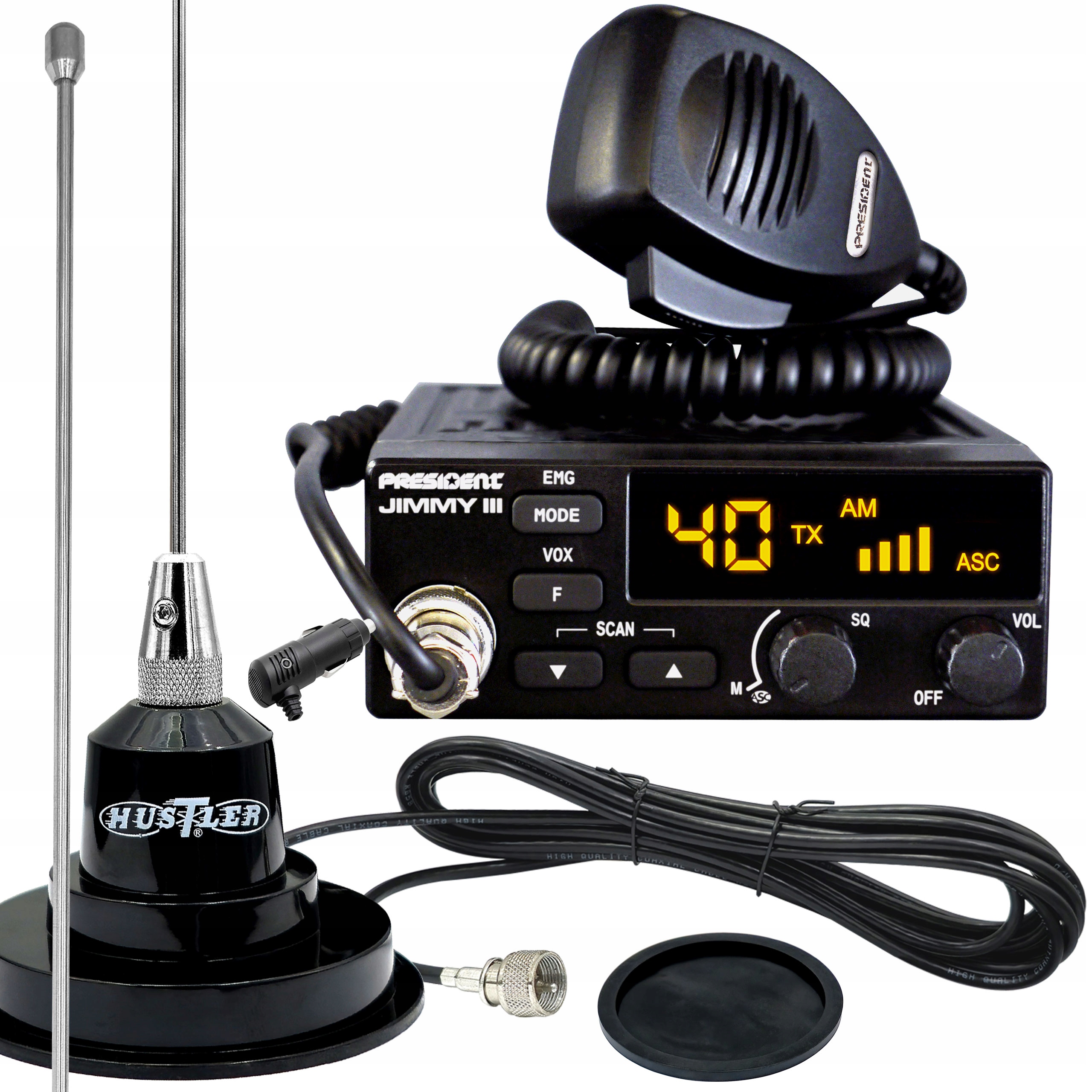 Cb sada President Jimmy III Asc anténa 108 cm štíhlá, diskrétní, účinná