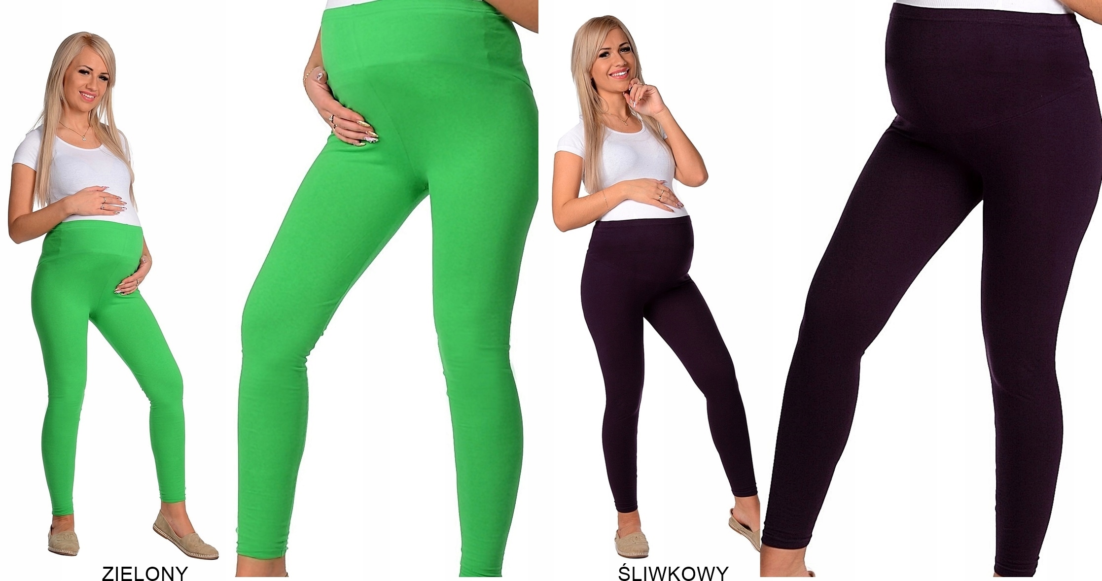 LEGGINSY CIĄŻOWE getry z panelem bawełna S/36 Długość nogawki długa