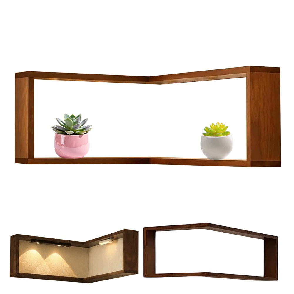 Závěsný rohový regál 90 stupňů dřevěný Hnědý 40x20x20 cm Dekorativní