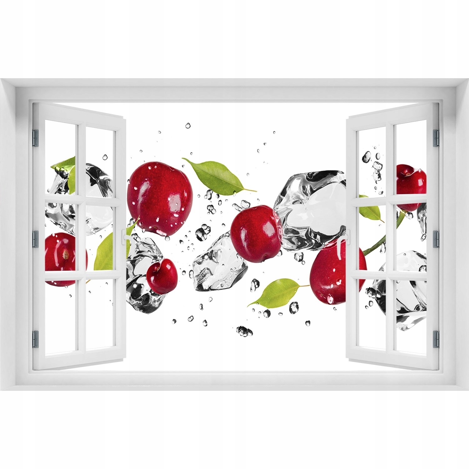 

Naklejka 3D Okno na ścianę Wiśnie i woda 120x80