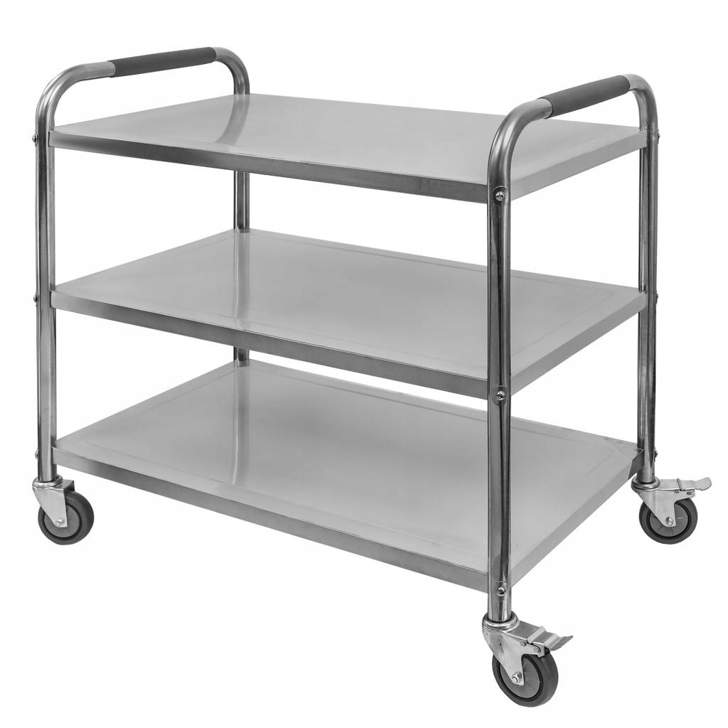 Číšnický Vozík 3-policový nerezová ocel Odhlučňovací Podložky Mega-M 90x50x90