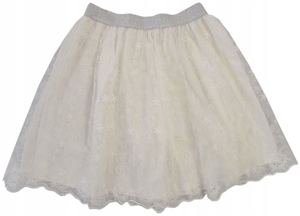 ELEGANCKA SPÓDNICA TIUL HAFTY ecru 3 J195B