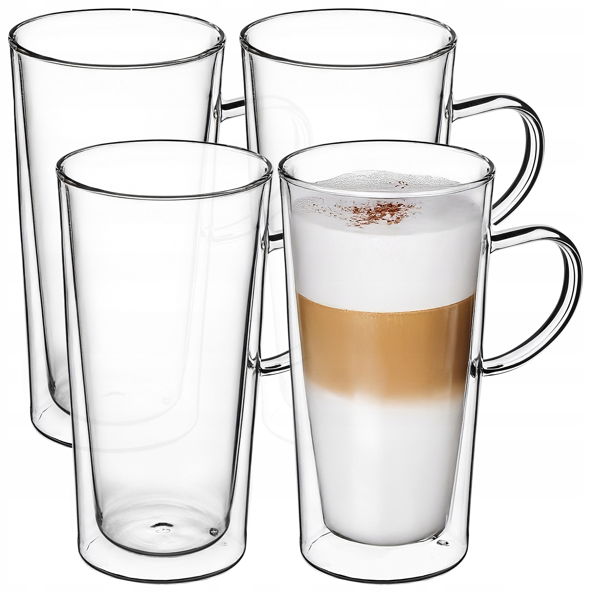 Sklenice Hrnek S Uchem Dvojitá Stěna 470 ML 4KS