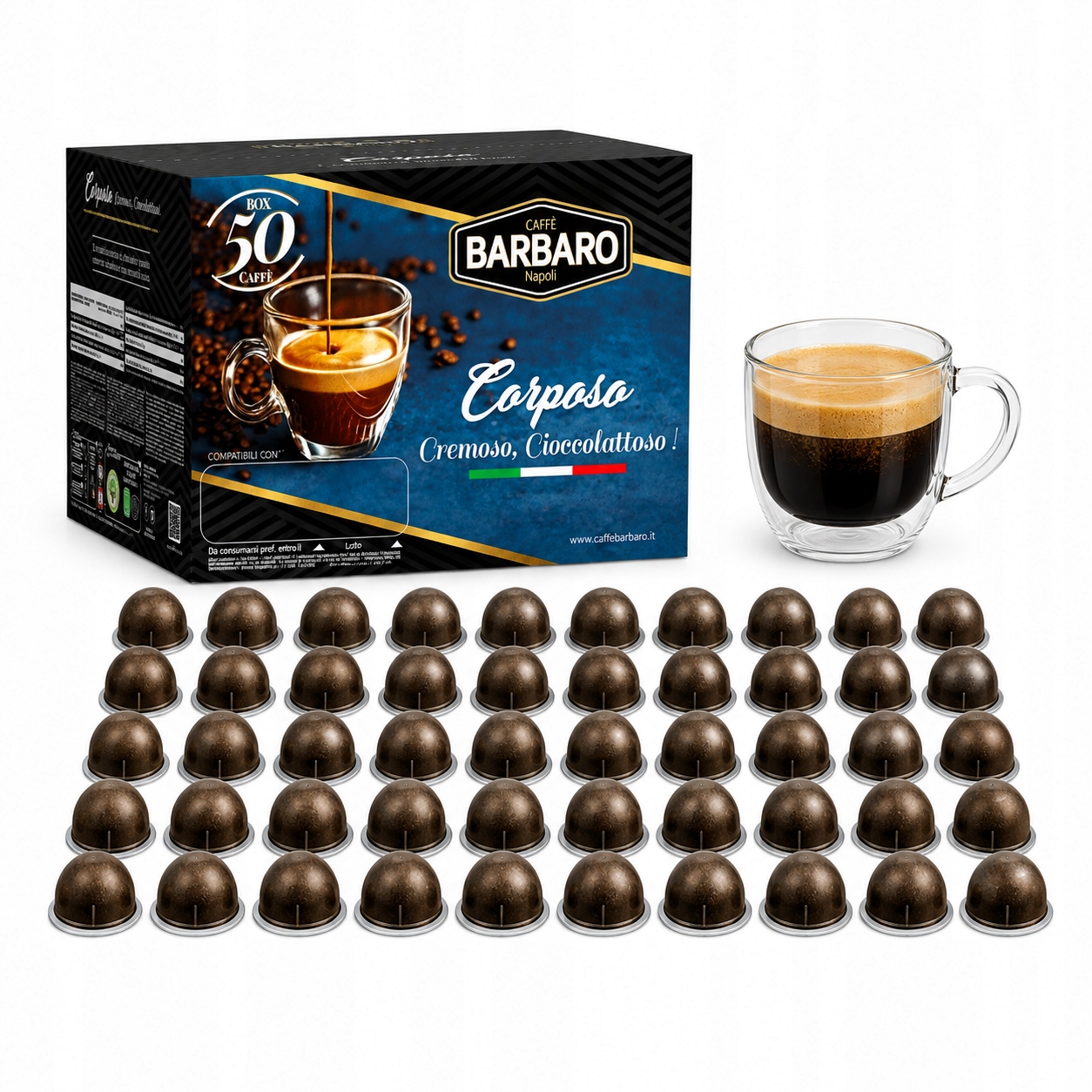 Kapsułki do Nespresso Vertuo 50 szt. Zamiennik Gran Lungo 150 ml Barbaro