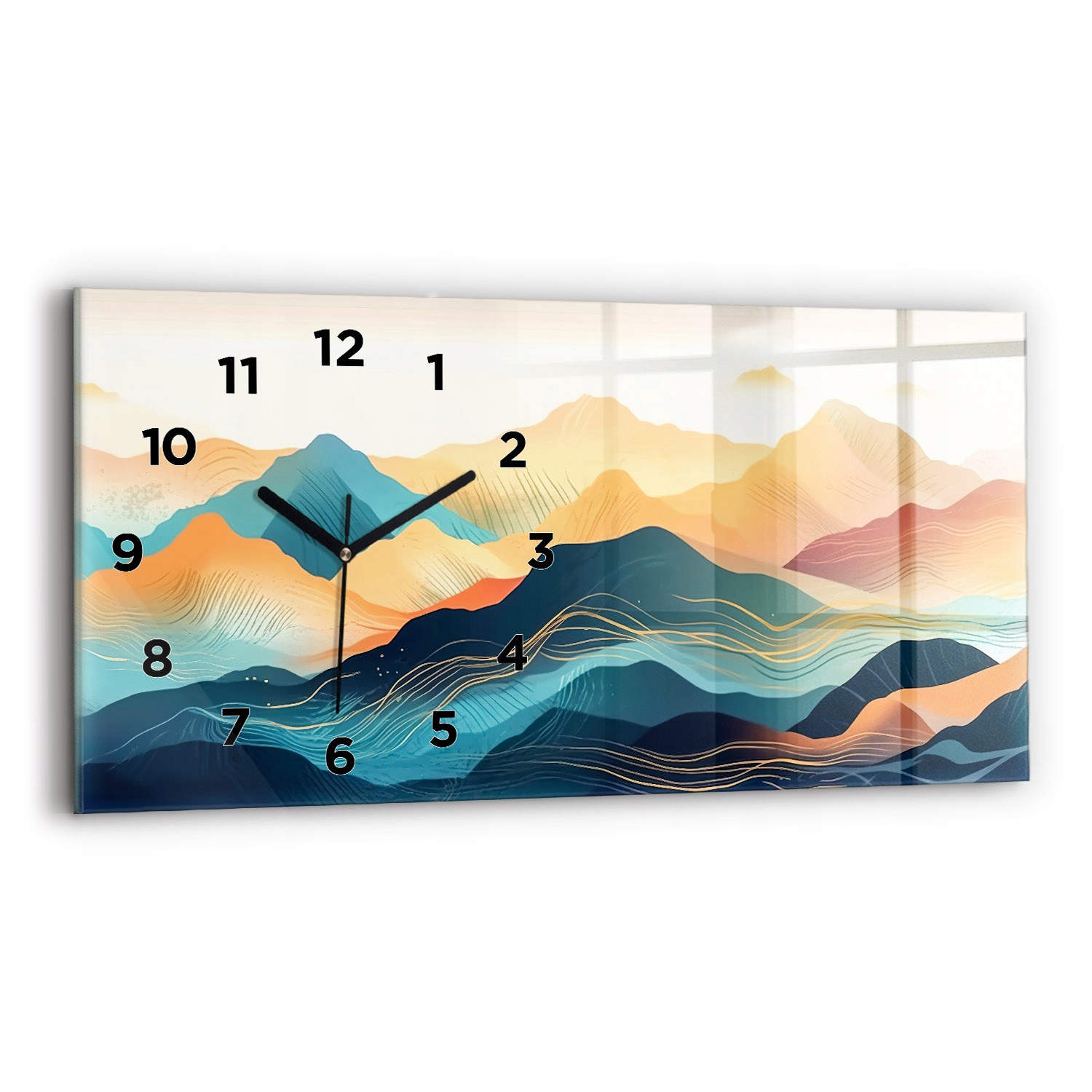 Fotoobraz Skleněné nástěnné hodiny pro moderní interiéry Horská krajina 60x30 cm