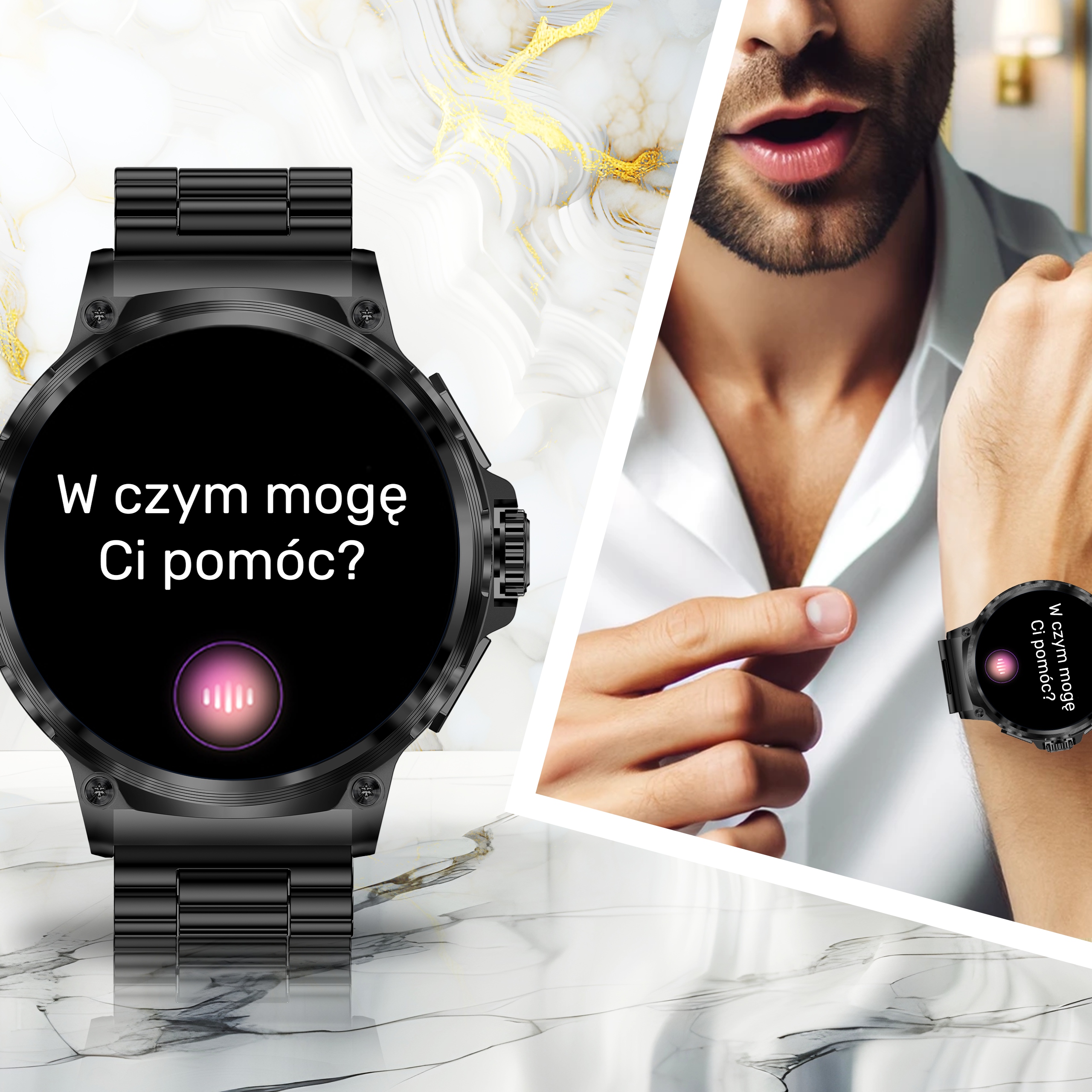 SMARTWATCH MĘSKI ROZMOWY ZEGAREK SPORTOWY SMART WATCH 710 mAh BATERIA PL Komunikacja Bluetooth