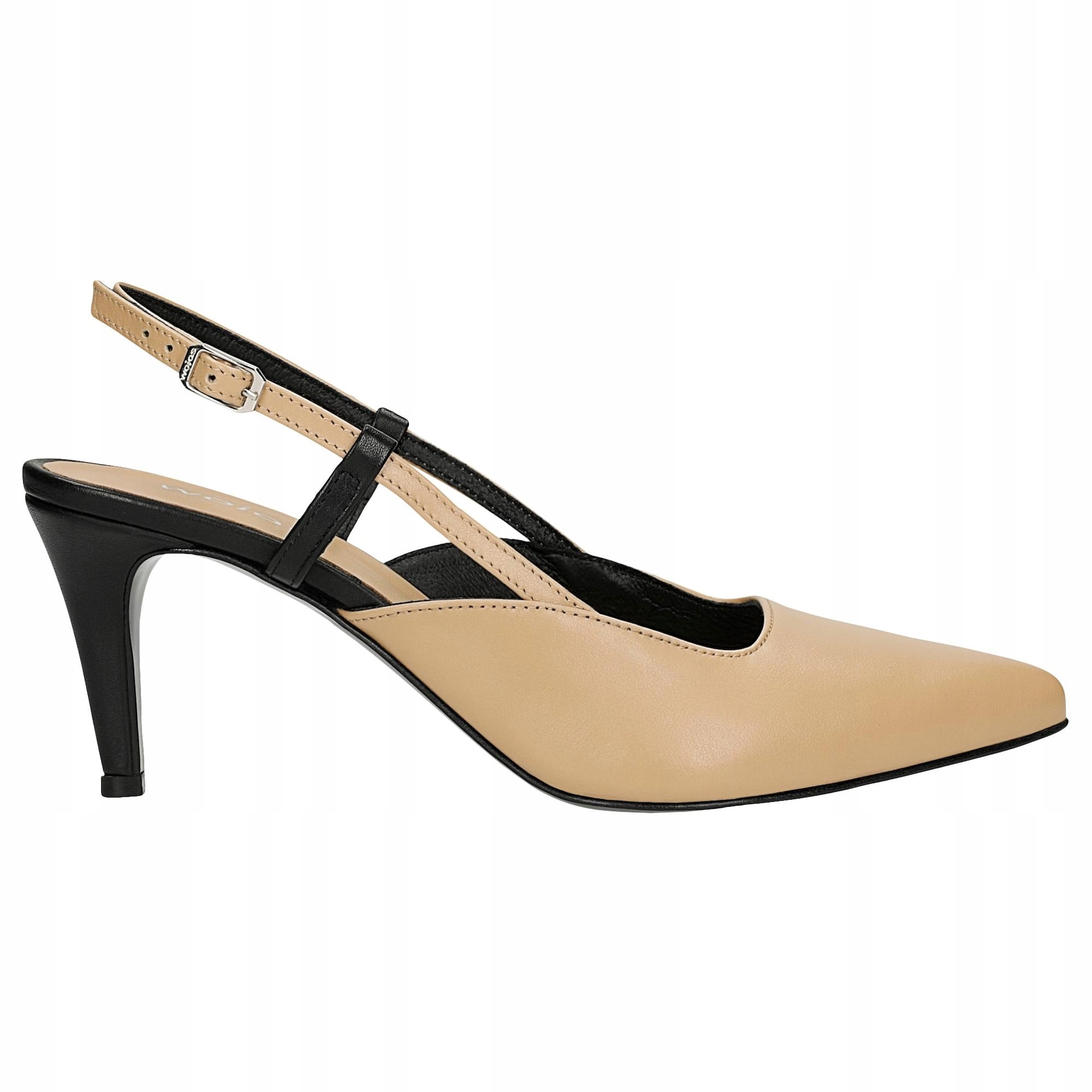 Béžovo-černé dámské lodičky s odkrytou patou vel. 39