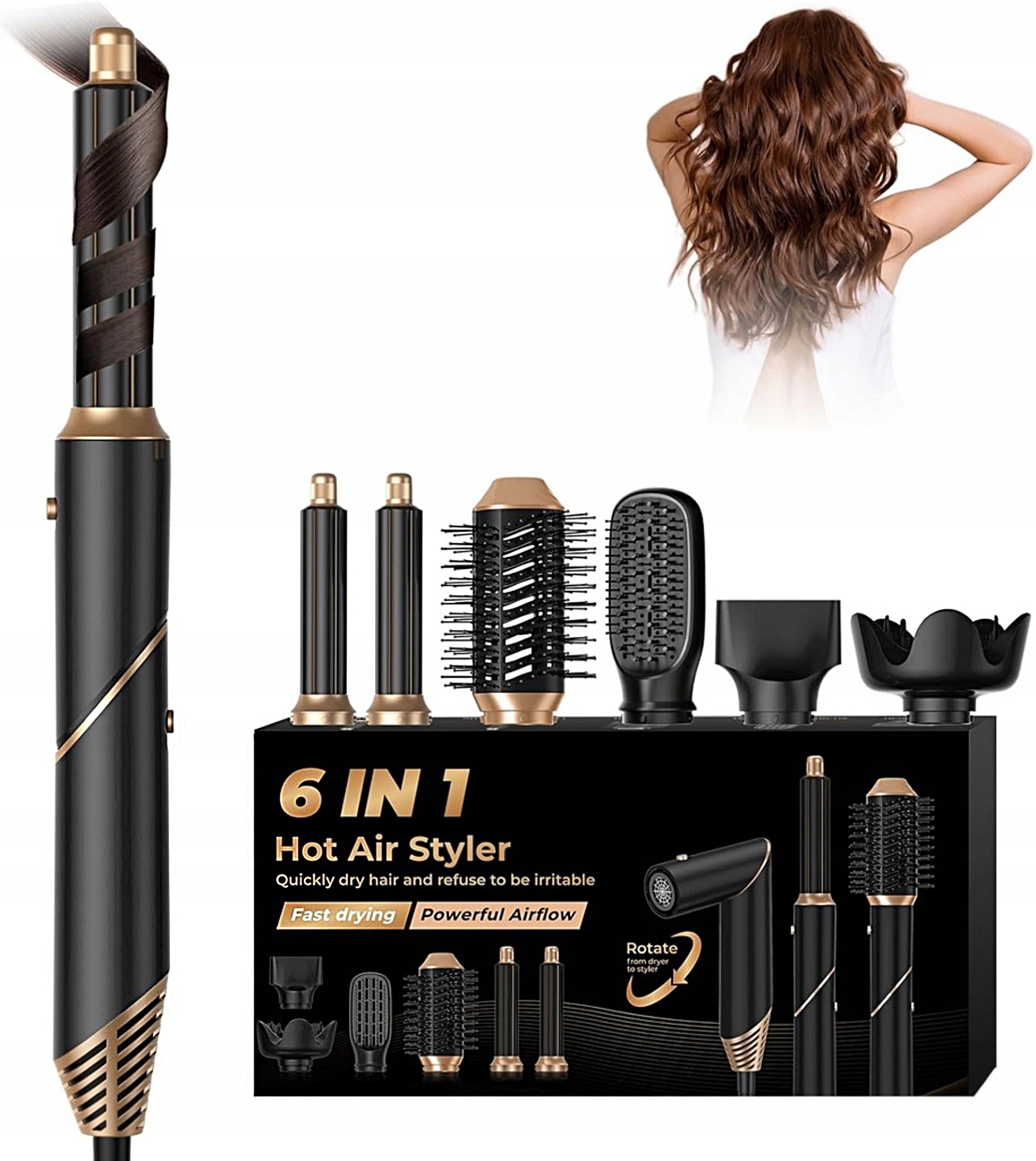 Profesionálna Výkonná Sušička Vlasov, Multifunkčná Kulma 6 V 1,1000 W