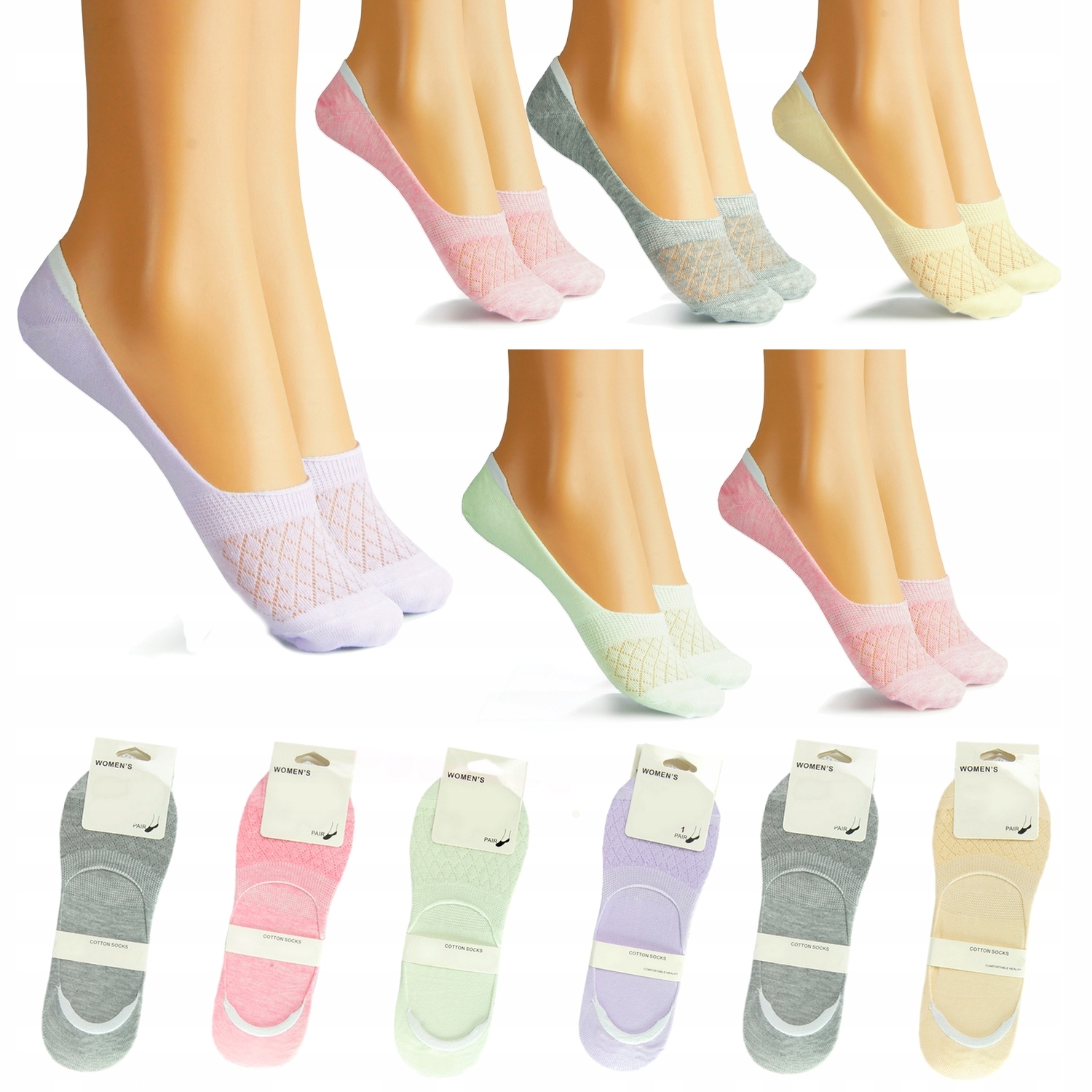 

6-pak Stopki Niskie Krótkie Z Silikonem 35-38 NS21