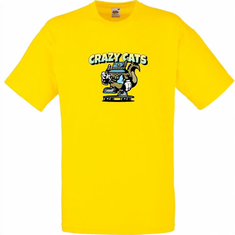 

Koszulka crazy cats szalony kot L żółta jaskrawa