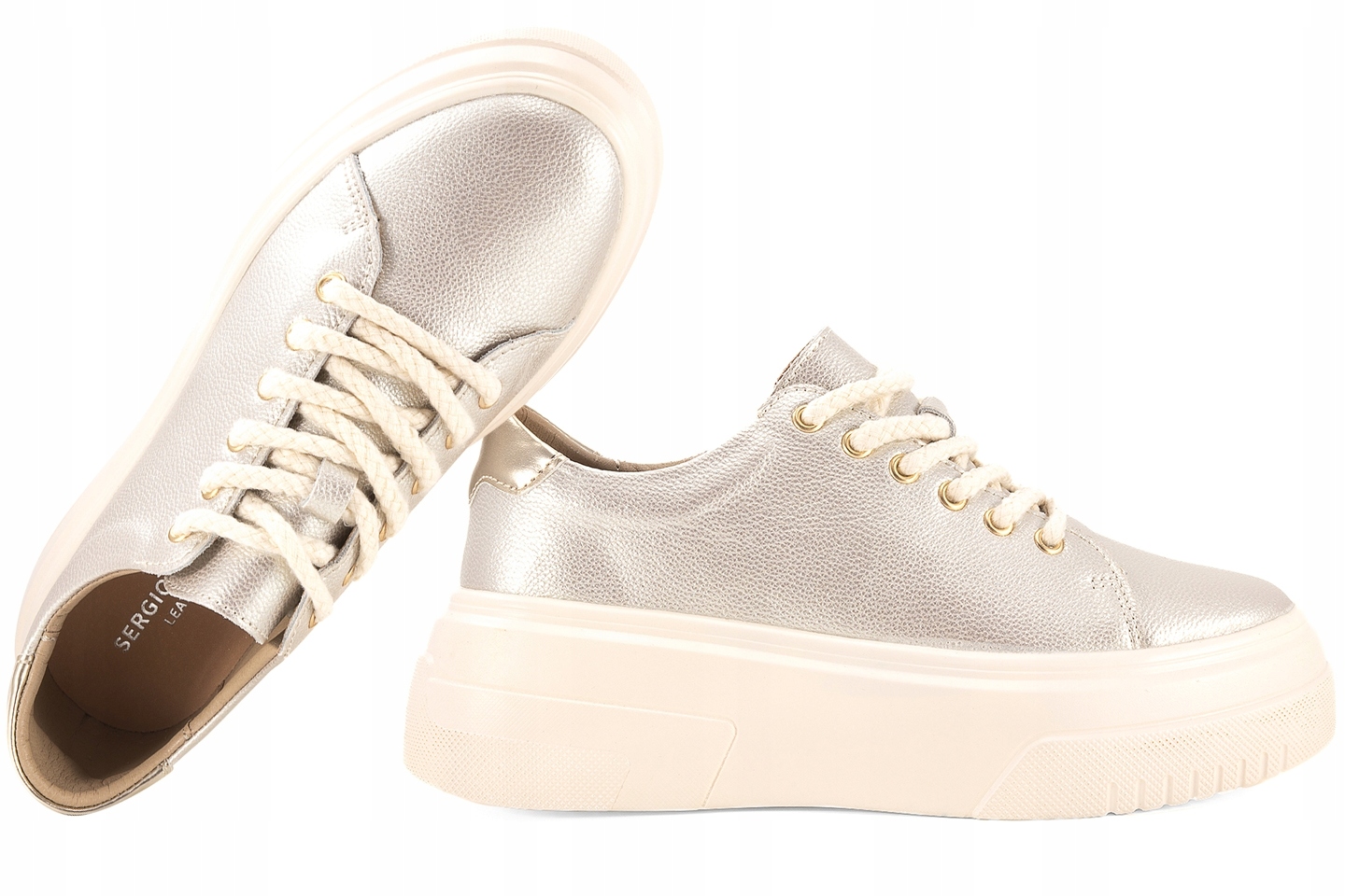 Sergio Leone SP-101 Dámské Sportovní Polobotky Kožené Tenisky zlaté 39