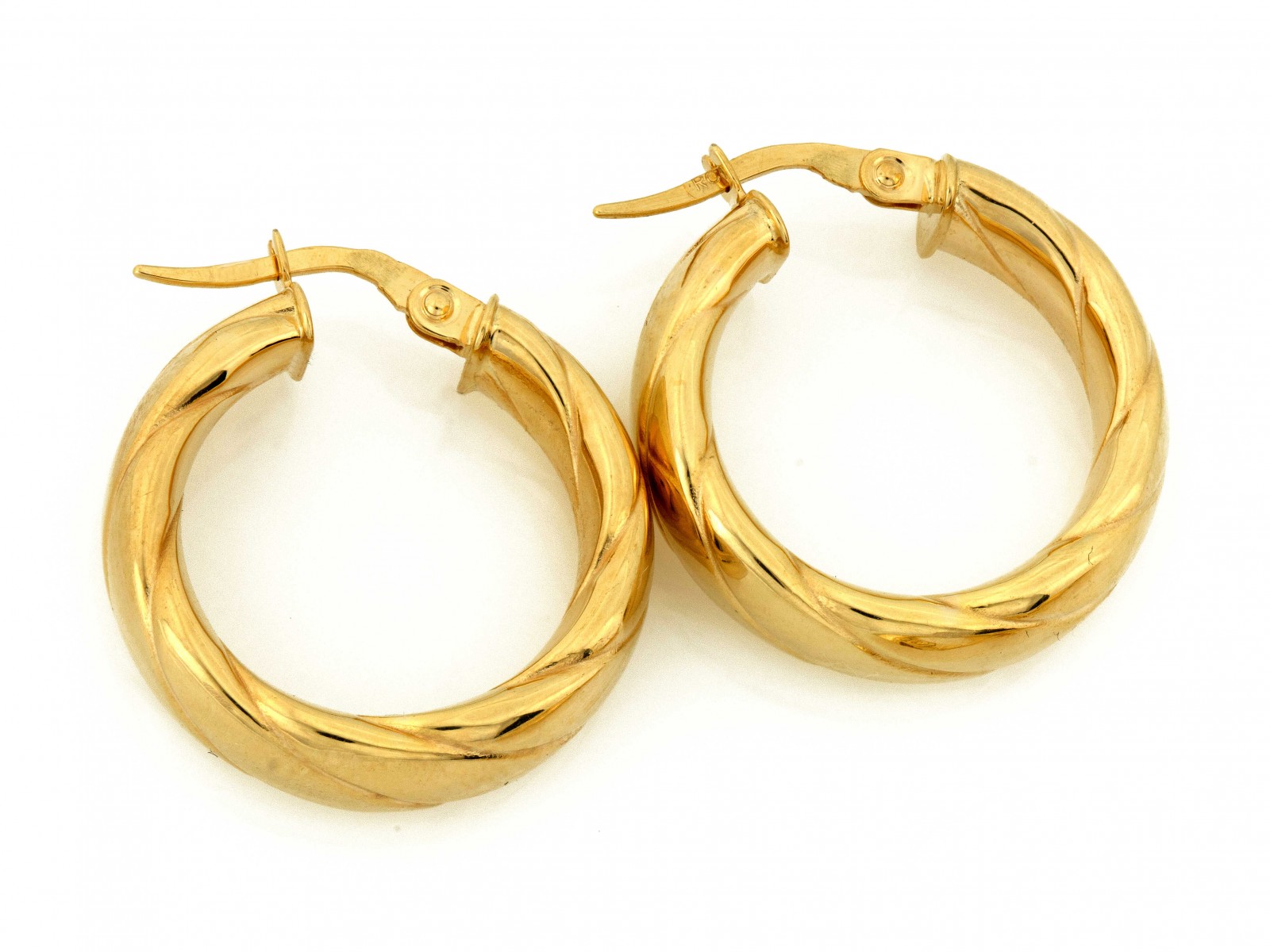 Zlaté kruhové náušnice 585 anglické elegantní zapínání 24 mm široké 5.6 mm
