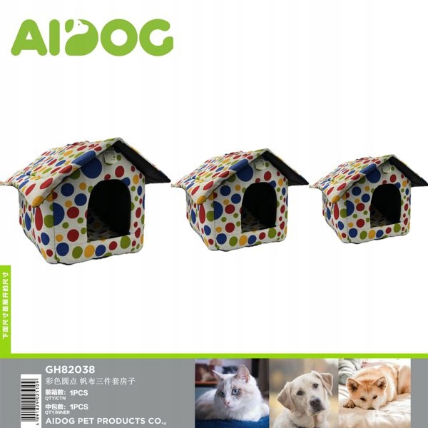 Levně Barevné tečky – sada 3 pohodlných pelíšků pro zvířata