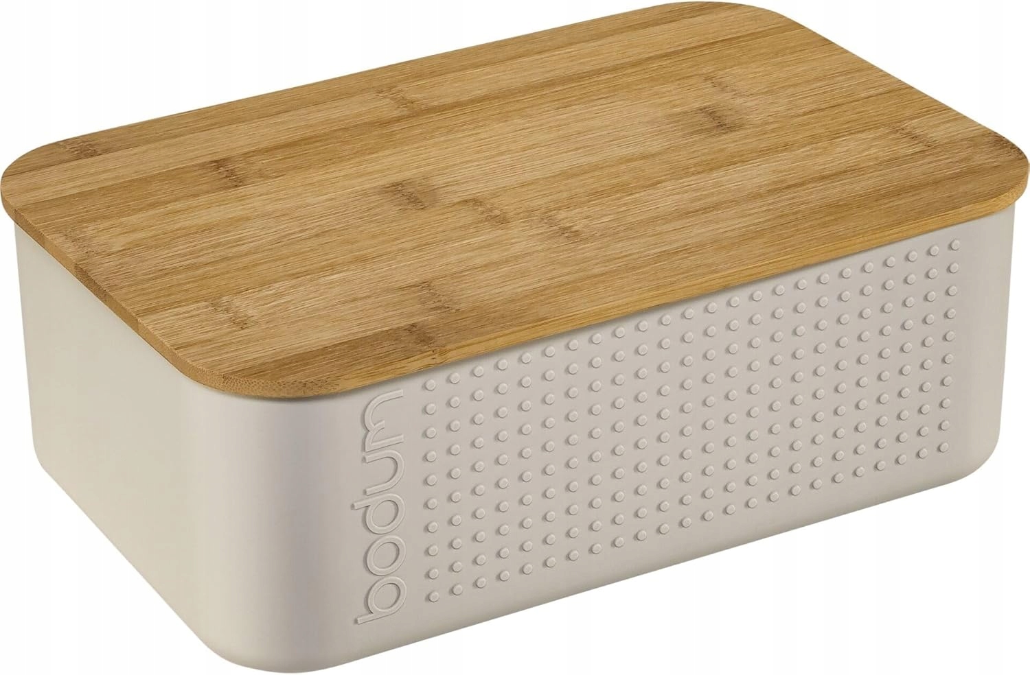 Bodum Bistro Chlebník Malý Bílý s bambusovým víkem Deska