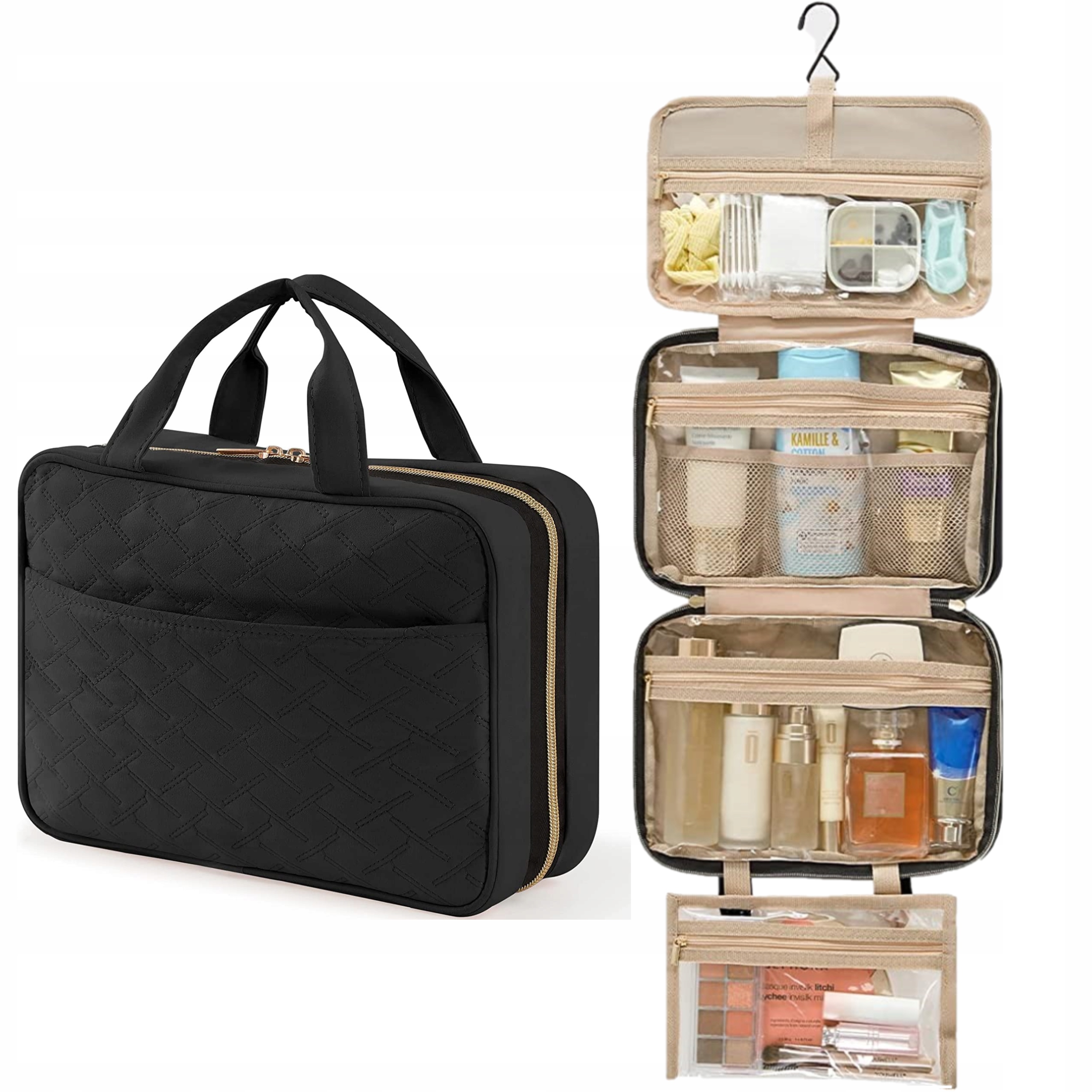 

Pojemna Kosmetyczka Kuferek Podróżna Torba Haczyk