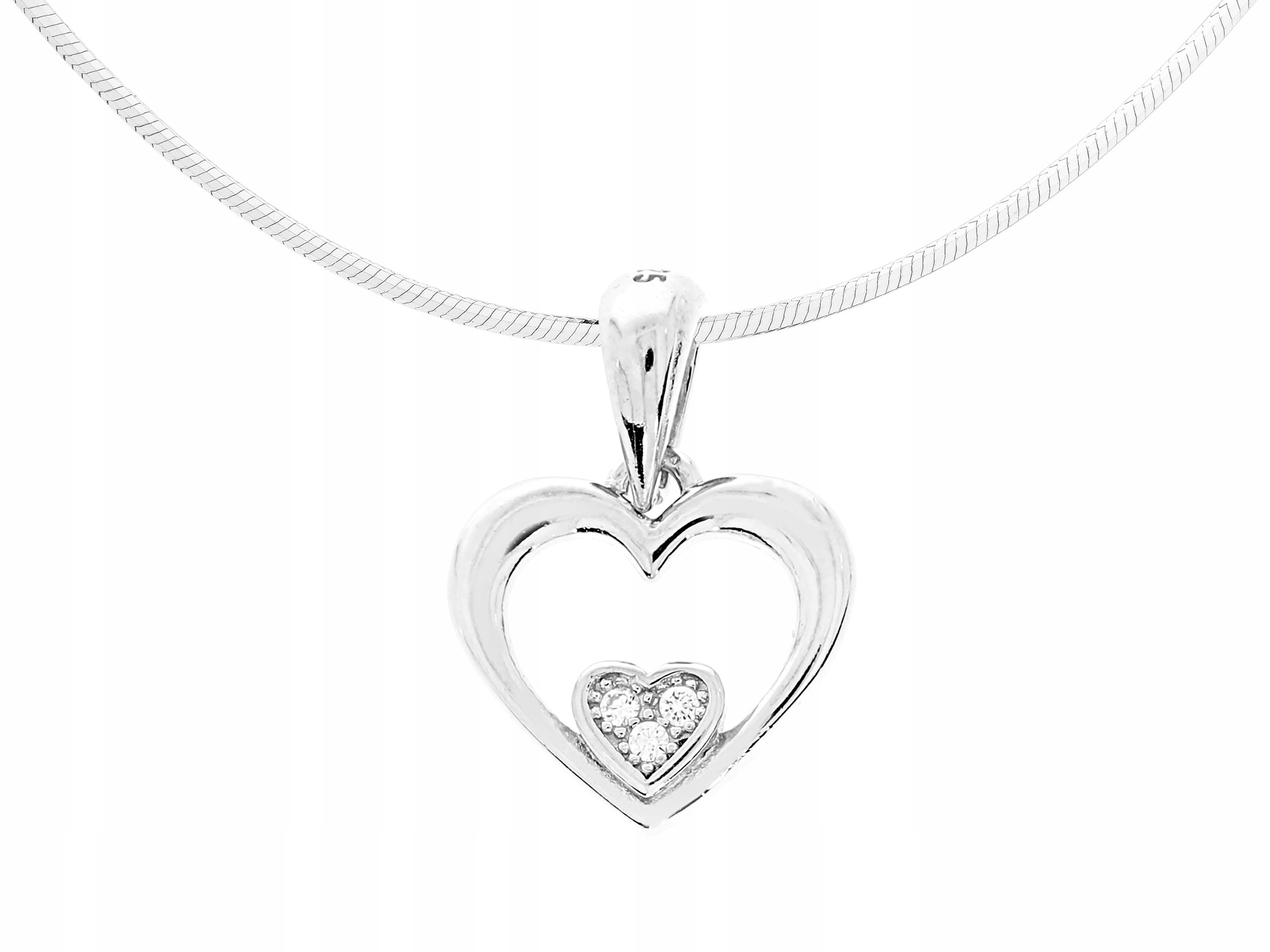 Dlouhý stříbrný dámský náhrdelník Srdce s zirkony Srdíčko Zirkony 55 cm