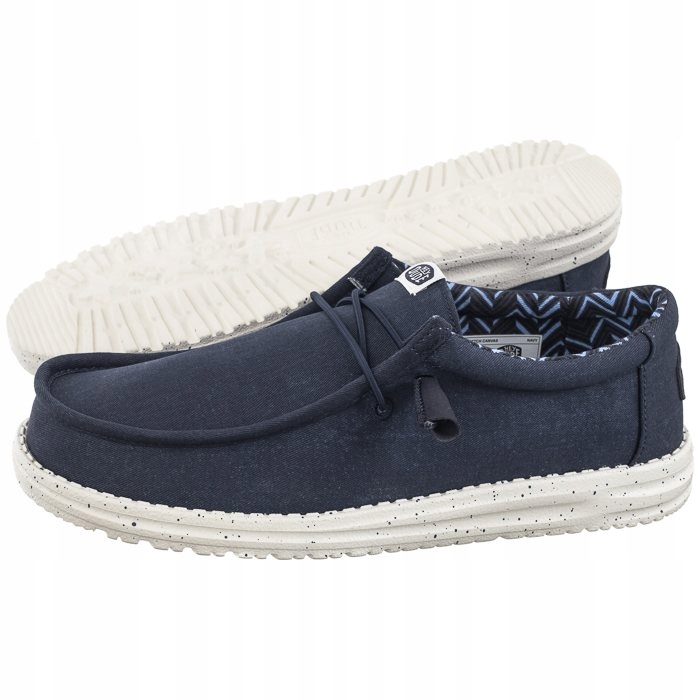 Polobotky Pánské Hey Dude Wally Stretch Canvas Navy 40700 Tmavě modré