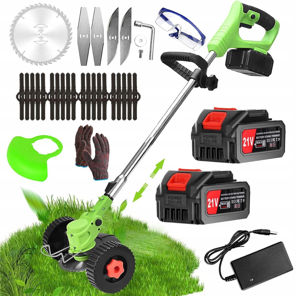 Podkaszarka Akumulatorowa Kosa Bezprzewodowa Wykaszarka 21V Z 2X Koła 2AKU