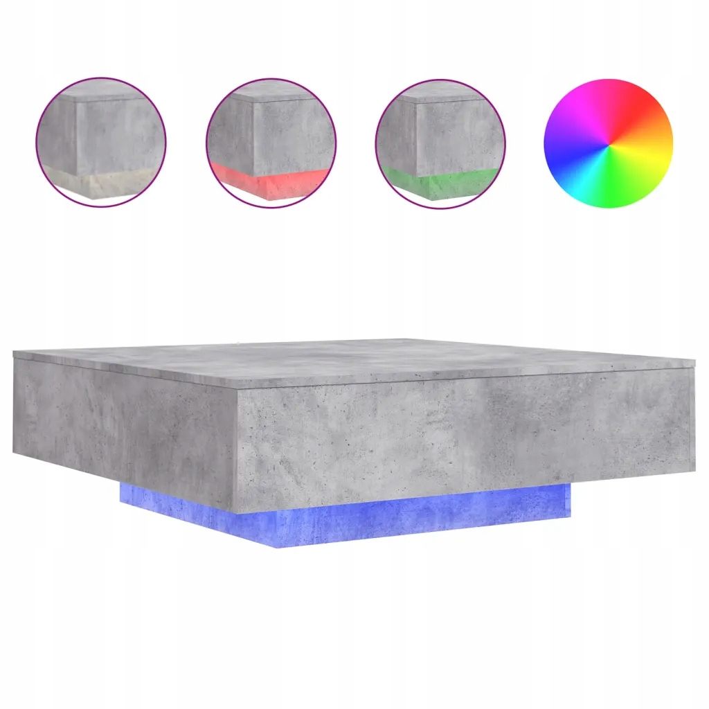 Kávový stolek s Led osvětlením 100 x 100 x 31 cm šedo-betonový
