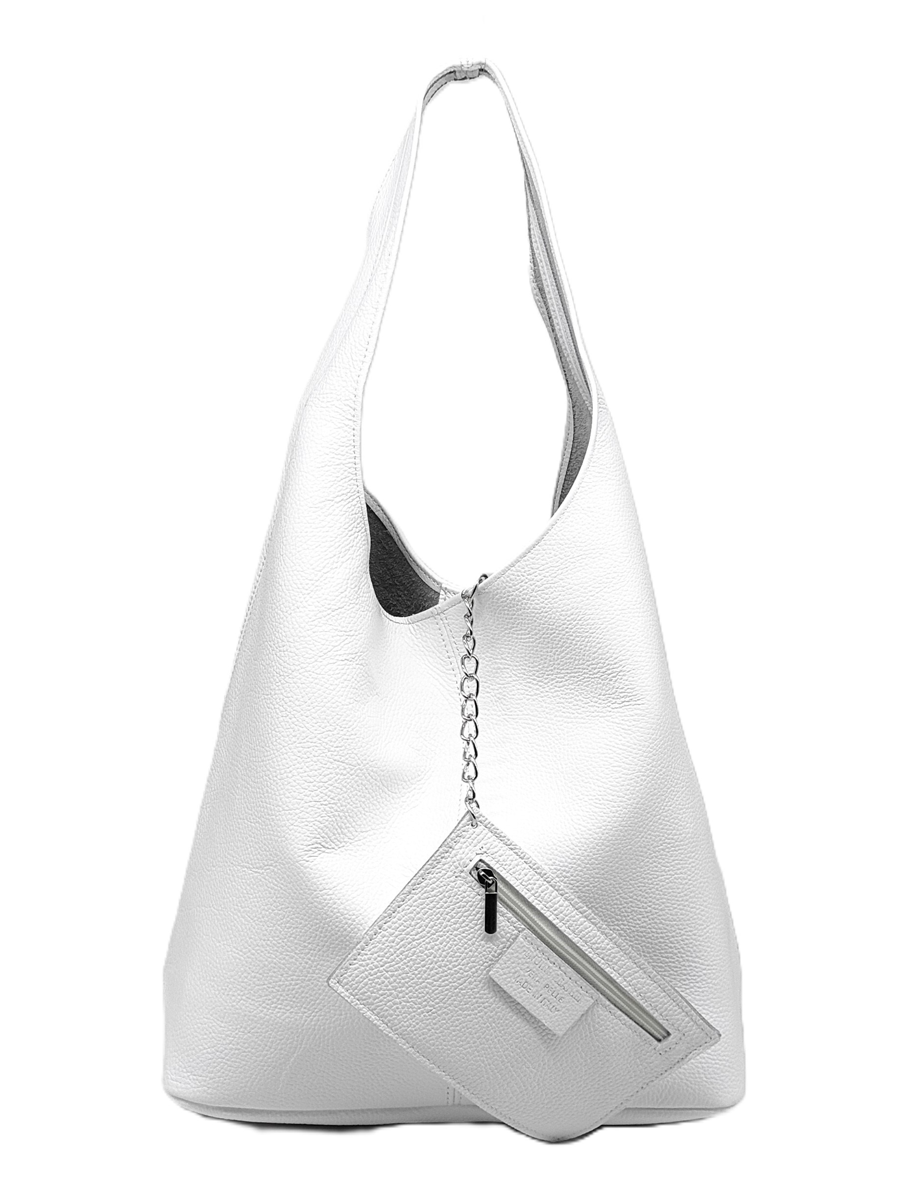 Bílý sáček z přírodní kůže vera pelle