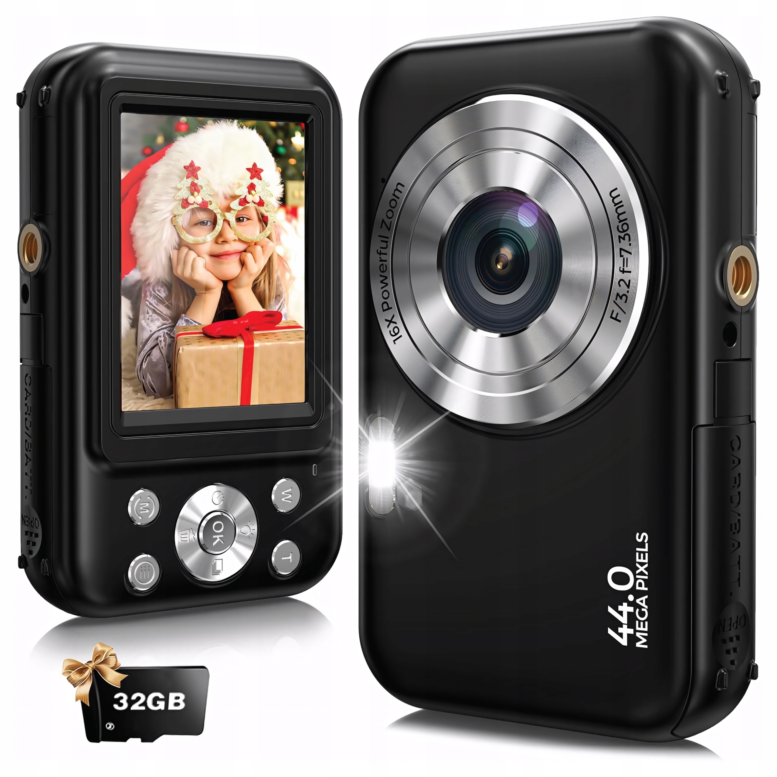 Digitální fotoaparát 44 Mp 1080P Zoom 16X 32GB Sd karta Bonus