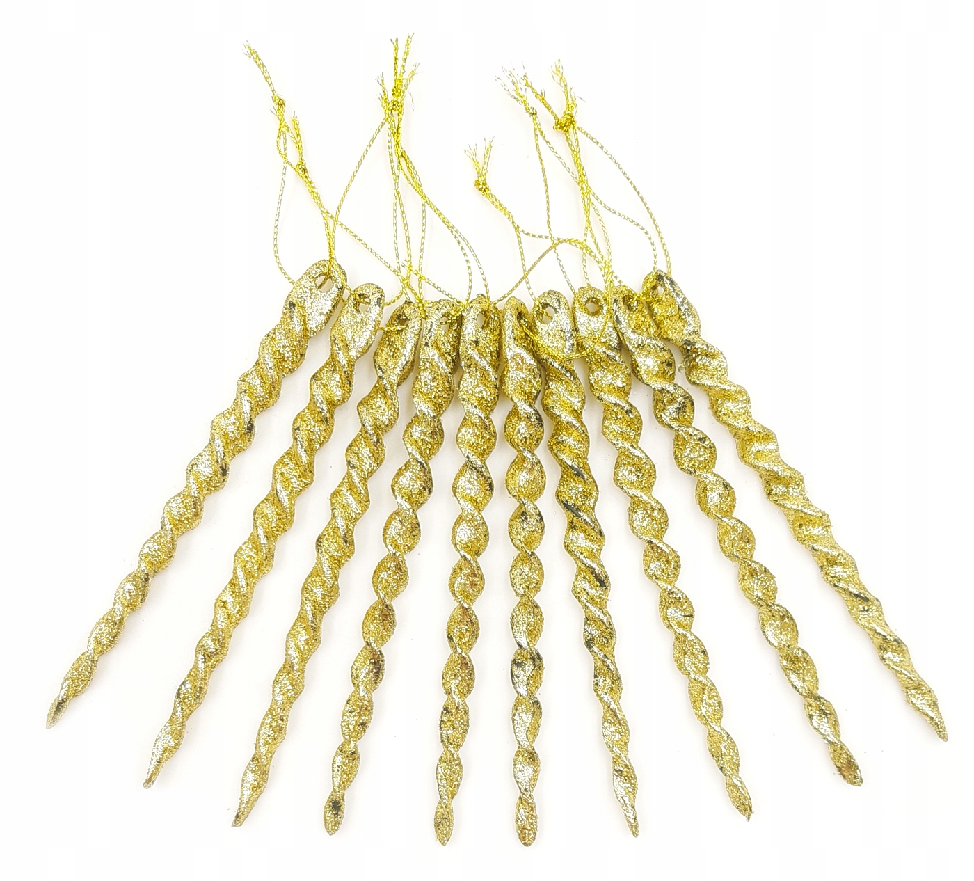 ZAWIESZKI SOPLE NA CHOINKĘ ZŁOTE 10 sztuk