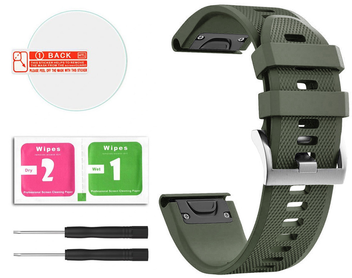 Khaki Silikonowy Pasek Garmin Fenix 5 Plus +folia