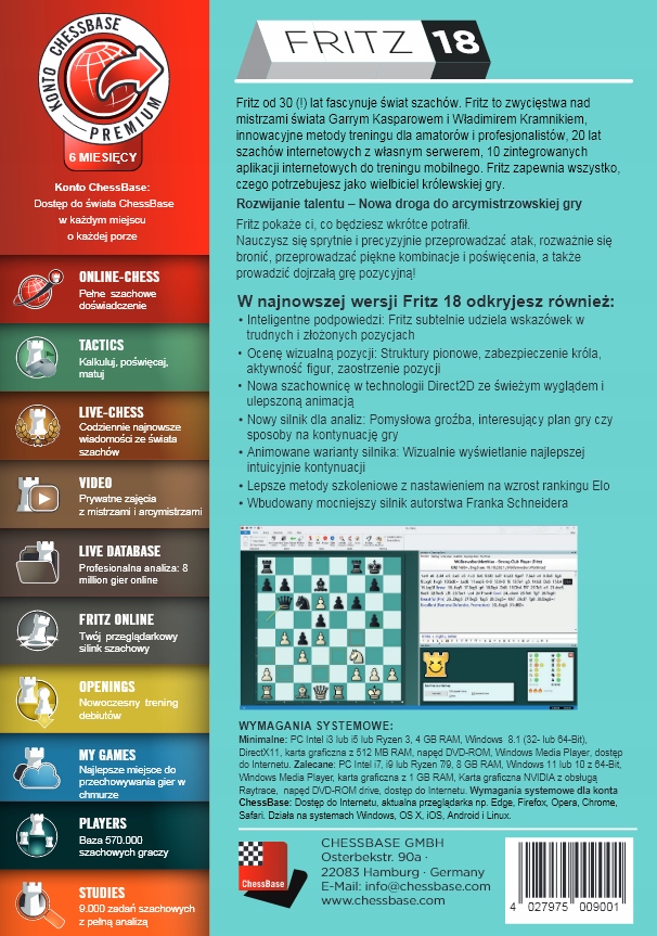 Program szachowy Fritz 18 PL ChessBase Rodzaj wydania Podstawa
