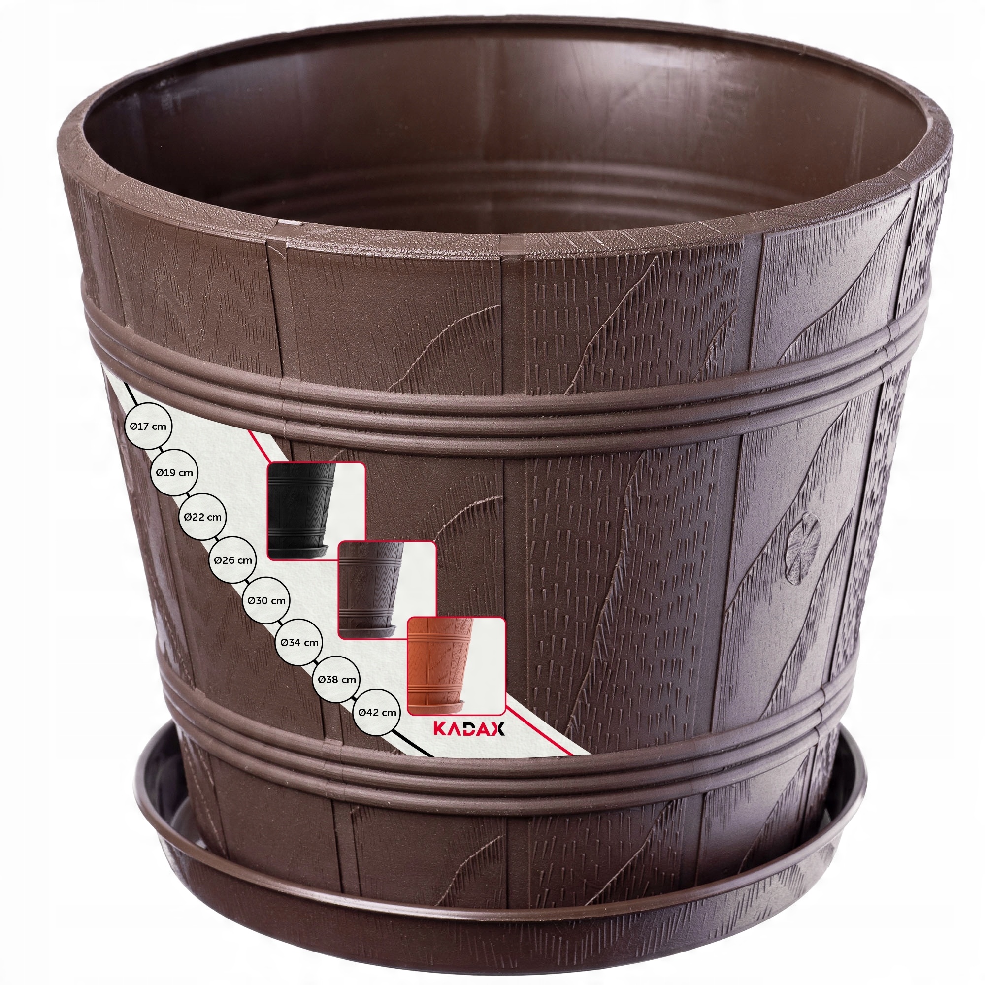 

Doniczka Osłonka Na Kwiaty Podstawka Brązowa 34cm