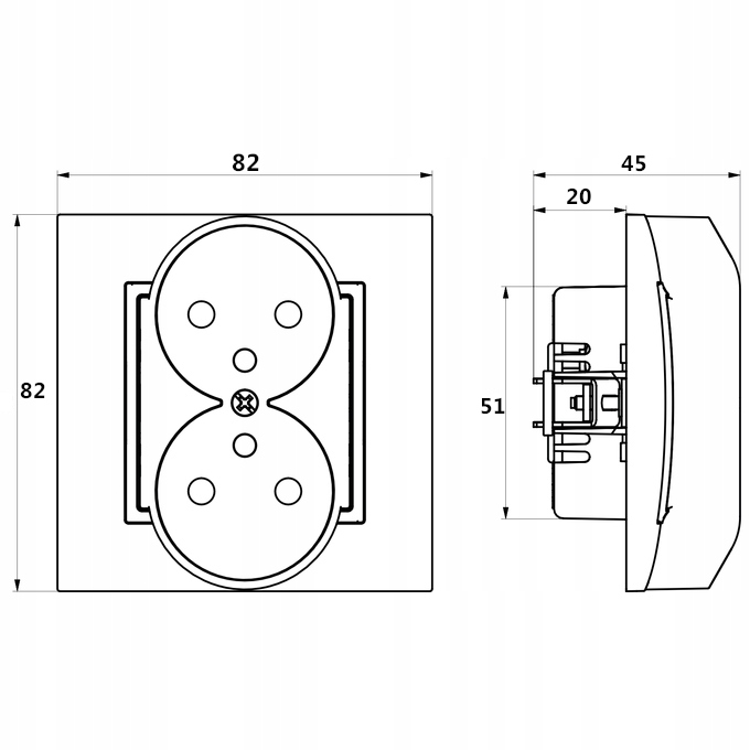 MODUŁ SREBRNY BEZ RAMKI GNIAZDO PODWÓJNE Przeznaczenie Elektryczne