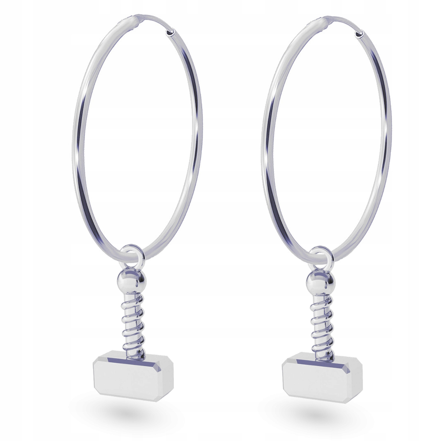 Mjolnir Kladivo Thora Wiking Stříbrné náušnice velká kola stříbro 925