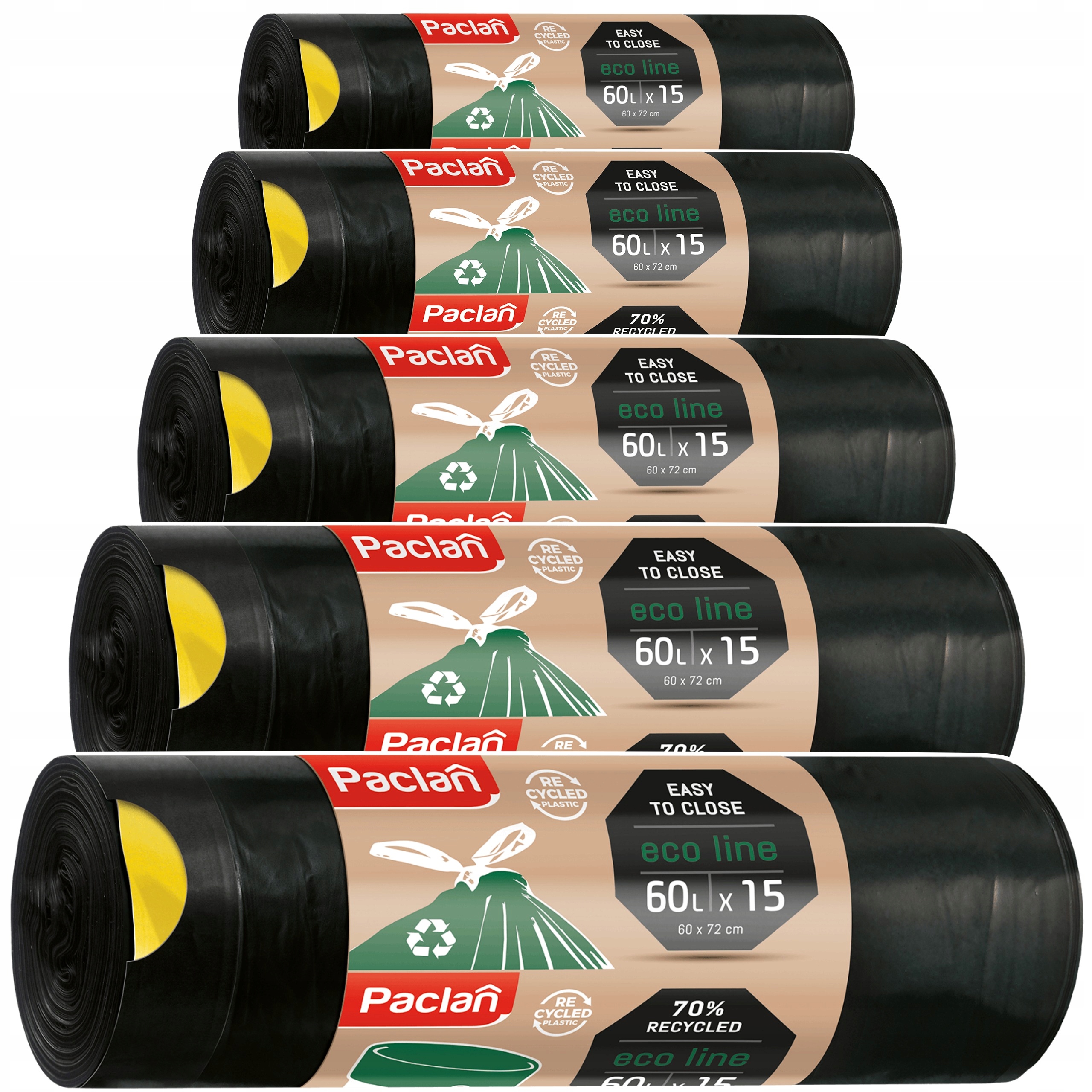 

Worki Na Smieci Eco-line 60L 75 szt Paclan 5 rolek