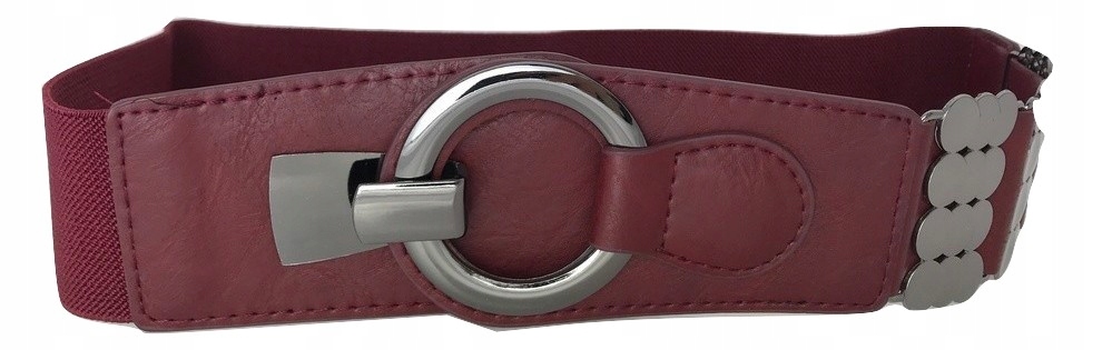 

Pasek Damski Elastyczny Na Gumie bordowy kółka