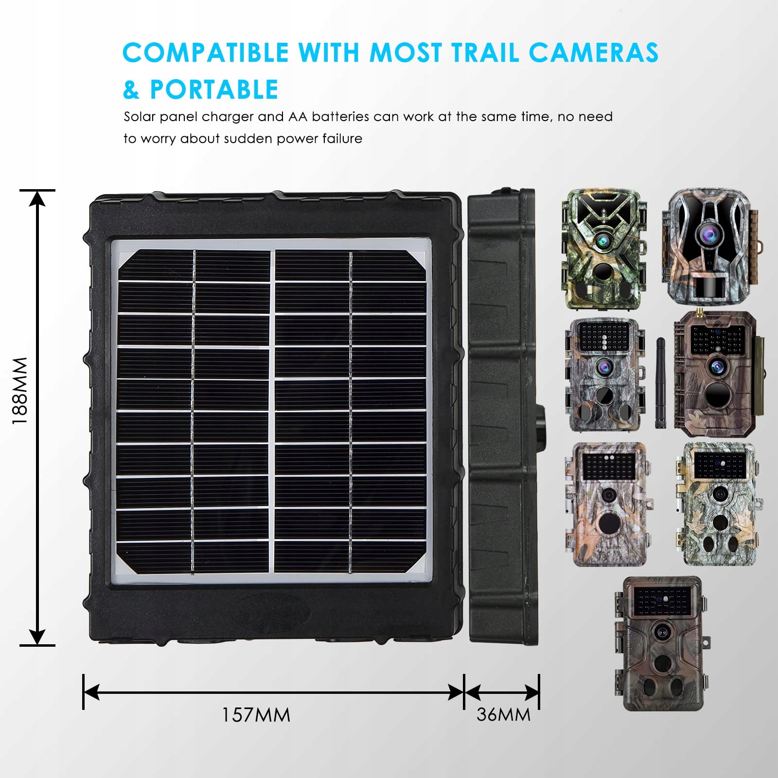 FOLGTEK Solarny Panel 8000mAh 12V 9V 6V Wodoodporny Do Kamer Zewnętrznych — miniatura 4