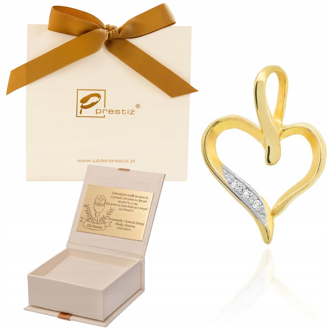 Zlatý přívěsek s brilianty – Srdce – 0,015 ct