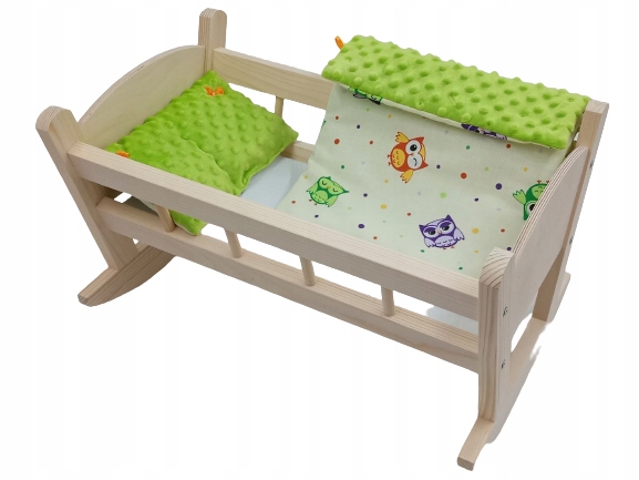 KOŁYSKA DREWNIANA DLA LALKI LALEK DUŻA POŚCIEL